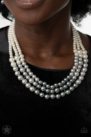 Lady In Waiting - White Blockbuster Necklace - Paparazzi Accessories - Bling On The Jewels By Alyssa and Victoria