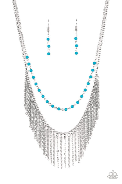 Fierce In Fringe - Blue Necklace - Paparazzi Accessories - Bling On The Jewels By Alyssa and Victoria