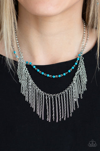 Fierce In Fringe - Blue Necklace - Paparazzi Accessories - Bling On The Jewels By Alyssa and Victoria