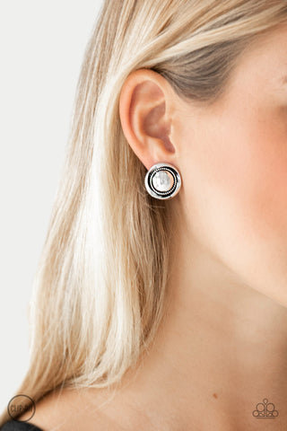 Out Of This Galaxy - Silver Clip-on Earrings - Paparazzi Accessories - Bling On The Jewels By Alyssa and Victoria