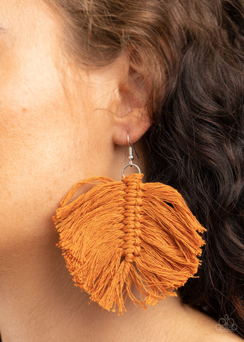 Macrame Mamba - Brown Earrings - Paparazzi Accessories - Bling On The Jewels By Alyssa and Victoria