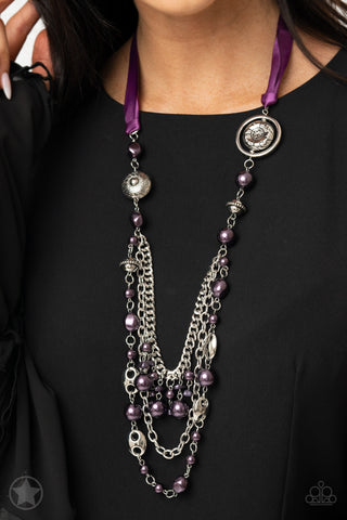 All The Trimmings - Purple Blockbuster Necklace - Paparazzi Accessories - Bling On The Jewels By Alyssa and Victoria