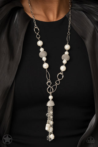 Designated Diva - White Blockbuster Necklace - Paparazzi Accessories - Bling On The Jewels By Alyssa and Victoria