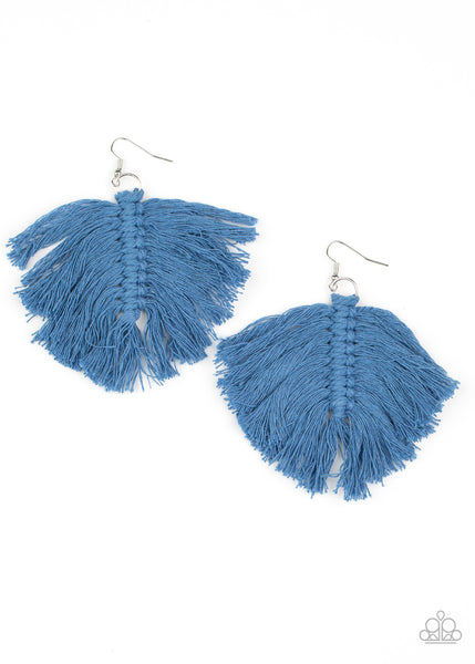 Macrame Mamba - Blue Earrings - Paparazzi Accessories - Bling On The Jewels By Alyssa and Victoria