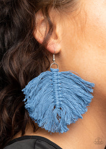 Macrame Mamba - Blue Earrings - Paparazzi Accessories - Bling On The Jewels By Alyssa and Victoria