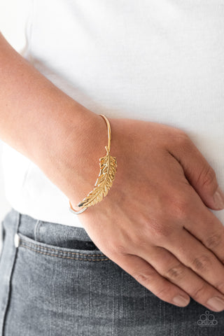 How Do You Like This FEATHER? - Gold Bracelet - Paparazzi Accessories - Bling On The Jewels By Alyssa and Victoria