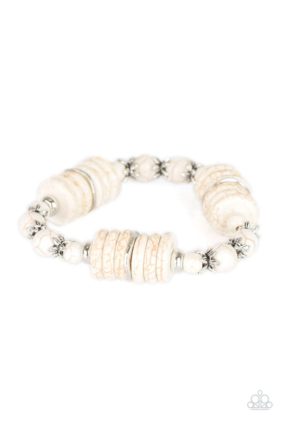 Sagebrush Serenade - White Bracelet - Paparazzi Accessories - Bling On The Jewels By Alyssa and Victoria