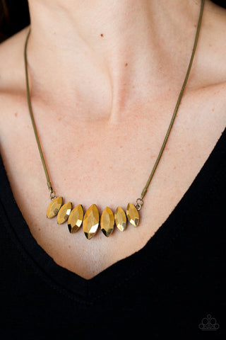 Leading Lady - Brass Necklace - Paparazzi Accessories - Bling On The Jewels By Alyssa and Victoria