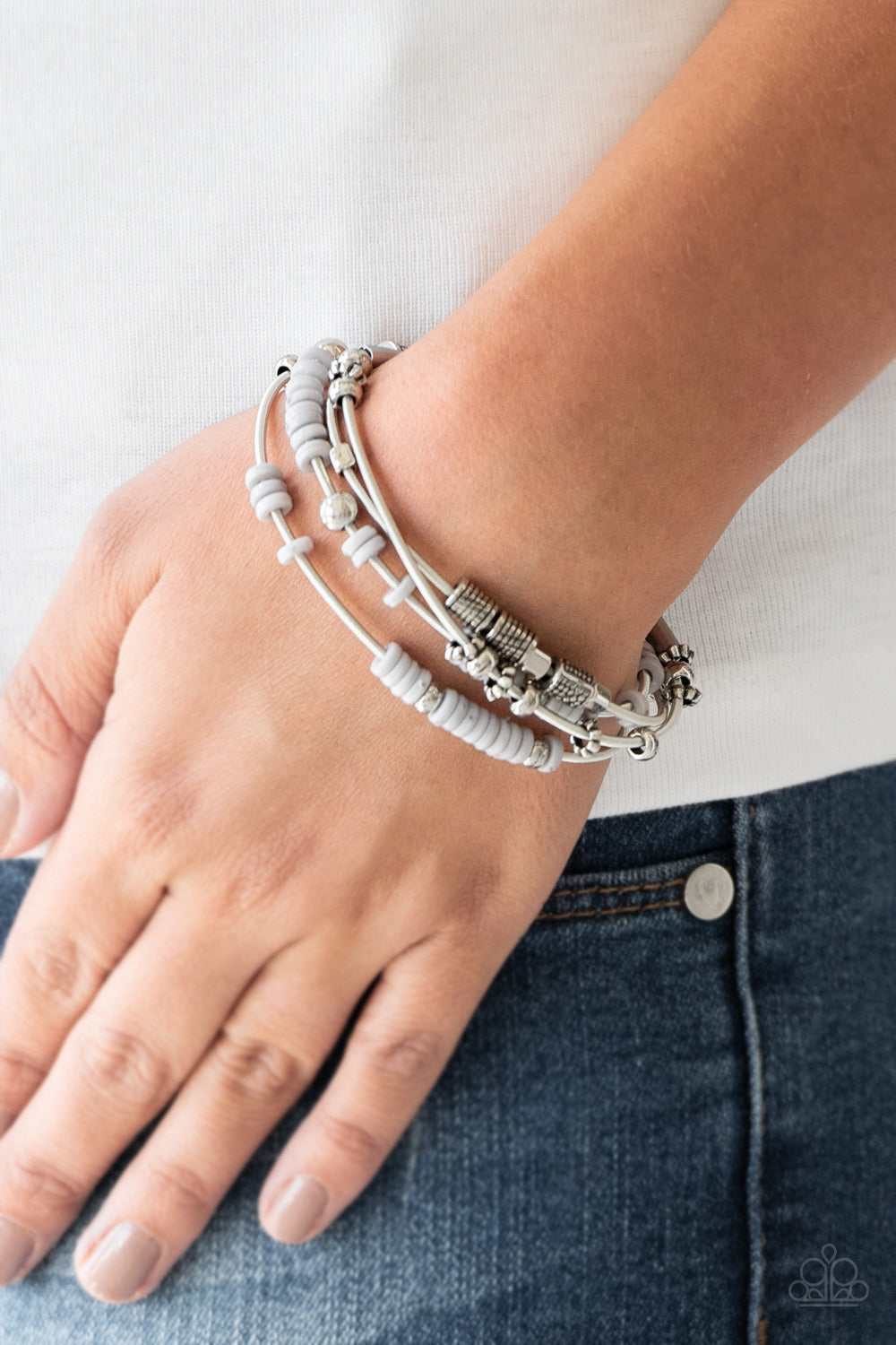 Tribal Spunk - Silver Bracelet - Paparazzi Accessories - Bling On The Jewels By Alyssa and Victoria