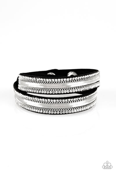 Rocker Rivalry - Black Wrap Bracelet - Paparazzi Accessories - Bling On The Jewels By Alyssa and Victoria