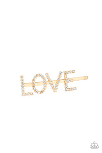 All You Need Is Love - Gold Hair Clip - Paparazzi Accessories - Bling On The Jewels By Alyssa and Victoria