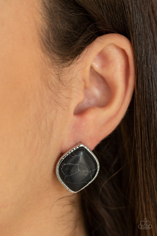 Marble Marvel - Black Earrings - Paparazzi Accessories - Bling On The Jewels By Alyssa and Victoria