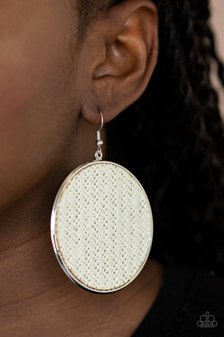 Wonderfully Woven - White Earrings - Paparazzi Accessories - Bling On The Jewels By Alyssa and Victoria