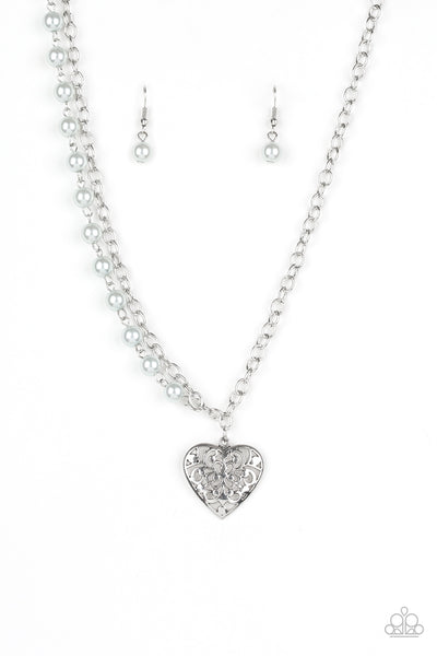 Forever In My Heart - Silver Necklace - Paparazzi Accessories - Bling On The Jewels By Alyssa and Victoria