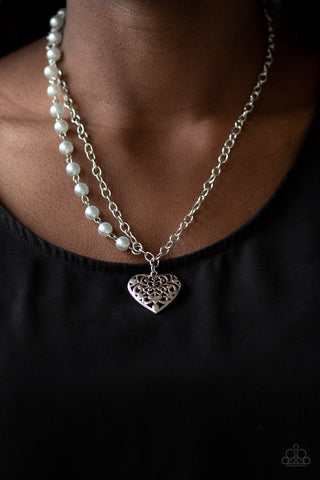 Forever In My Heart - Silver Necklace - Paparazzi Accessories - Bling On The Jewels By Alyssa and Victoria