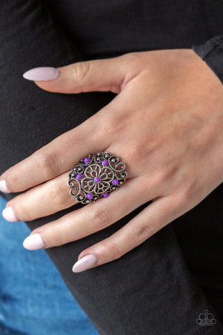 Floral Fancies - Purple Ring - Paparazzi Accessories - Bling On The Jewels By Alyssa and Victoria