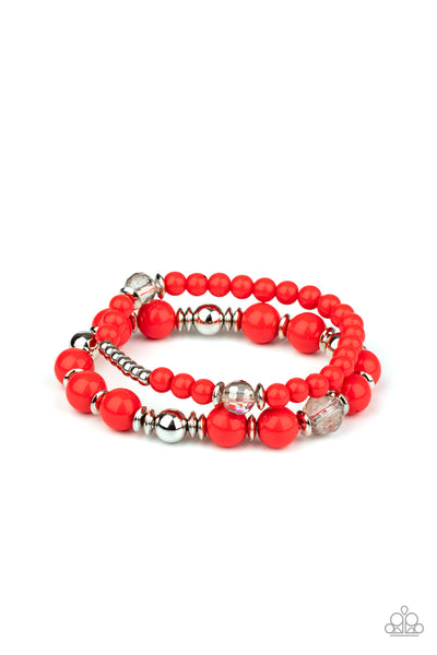 Colorful Collisions - Red Bracelets - Paparazzi Accessories - Bling On The Jewels By Alyssa and Victoria