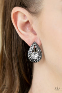 Elite Edge - Black Clip On Earrings - Paparazzi Accessories - Bling On The Jewels By Alyssa and Victoria