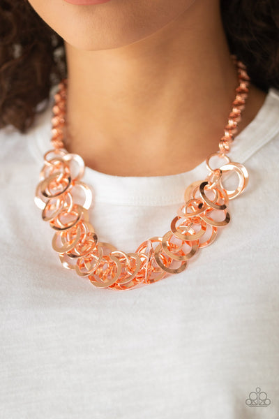 Ringing In The Bling - Copper Necklace - Paparazzi Accessories - Bling On The Jewels By Alyssa and Victoria