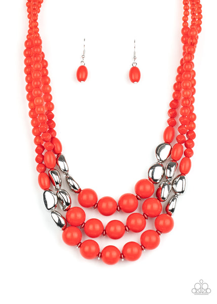 Flamingo Flamboyance - Red Necklaces - Paparazzi Accessories - Bling On The Jewels By Alyssa and Victoria