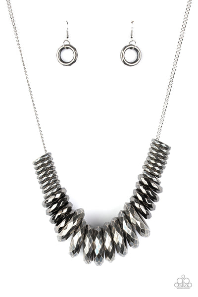 Haute Hardware - Silver Necklace - Paparazzi Accessories - Bling On The Jewels By Alyssa and Victoria