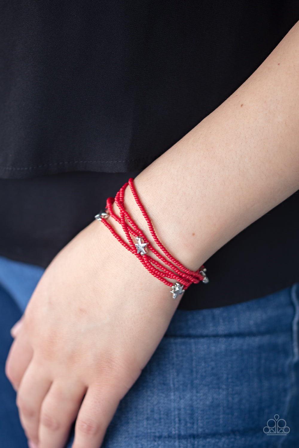 Pretty Patriotic - Red Bracelet - Paparazzi Accessories - Bling On The Jewels By Alyssa and Victoria