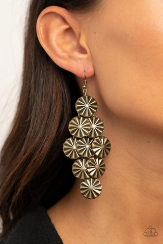 Star Spangled Shine - Brass Earrings - Paparazzi Accessories - Bling On The Jewels By Alyssa and Victoria