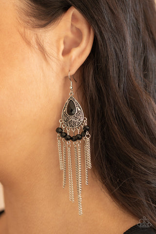 Floating on HEIR - Black Earrings - Paparazzi Accessories - Bling On The Jewels By Alyssa and Victoria