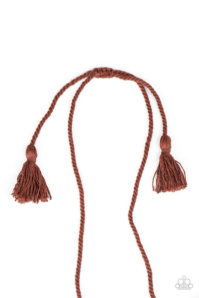 Macrame Mantra - Brown Necklace - Paparazzi Accessories - Bling On The Jewels By Alyssa and Victoria