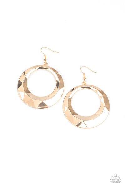 Fiercely Faceted - Gold Earrings - Paparazzi Accessories - Bling On The Jewels By Alyssa and Victoria