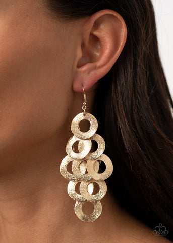 Scattered Shimmer - Gold Earrings - Paparazzi Accessories - Bling On The Jewels By Alyssa and Victoria