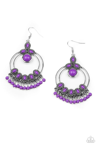 Palm Breeze - Purple Earrings - Paparazzi Accessories - Bling On The Jewels By Alyssa and Victoria