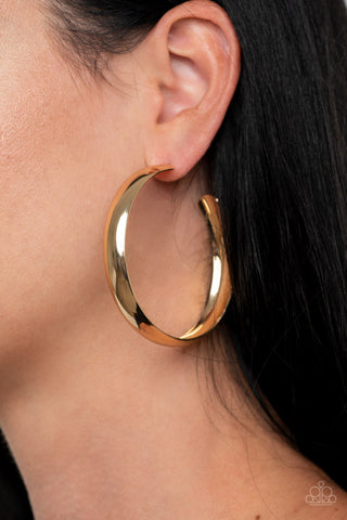 Kick Em To The CURVE - Gold Earrings - Paparazzi Accessories - Bling On The Jewels By Alyssa and Victoria