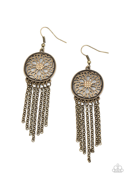 Blissfully Botanical - Brass Earrings - Paparazzi Accessories - Bling On The Jewels By Alyssa and Victoria