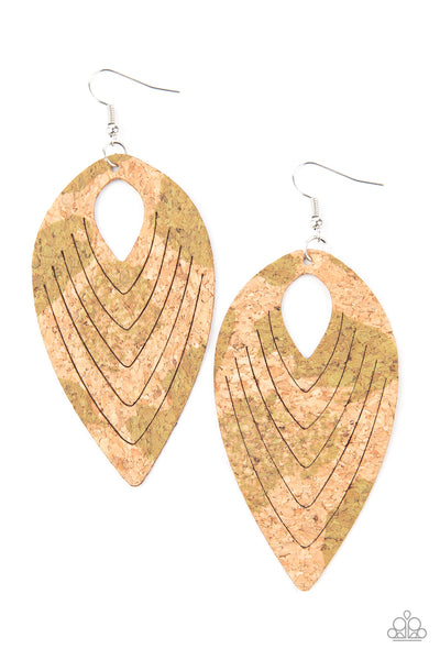 Cork Cabana - Green Earrings - Paparazzi Accessories - Bling On The Jewels By Alyssa and Victoria