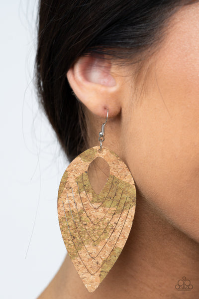 Cork Cabana - Green Earrings - Paparazzi Accessories - Bling On The Jewels By Alyssa and Victoria