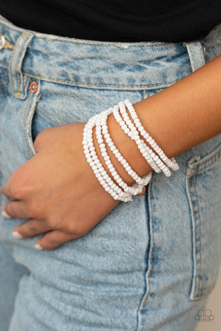 Thank Me LAYER - White Bracelet - Paparazzi Accessories - Bling On The Jewels By Alyssa and Victoria