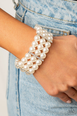 Modern Day Majesty - White Bracelet - Paparazzi Accessories - Bling On The Jewels By Alyssa and Victoria