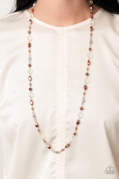 Twinkling Treasures - Brown Necklace - Paparazzi Accessories - Bling On The Jewels By Alyssa and Victoria