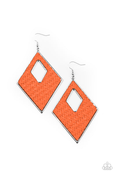 Woven Wanderer - Orange Earrings - Paparazzi Accessories - Bling On The Jewels By Alyssa and Victoria