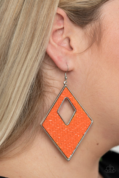 Woven Wanderer - Orange Earrings - Paparazzi Accessories - Bling On The Jewels By Alyssa and Victoria