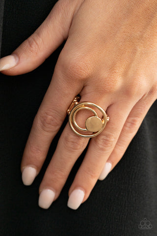 Edgy Eclipse - Gold Ring - Paparazzi Accessories - Bling On The Jewels By Alyssa and Victoria