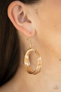 Urban-Spun - Gold Earrings - Paparazzi Accessories - Bling On The Jewels By Alyssa and Victoria