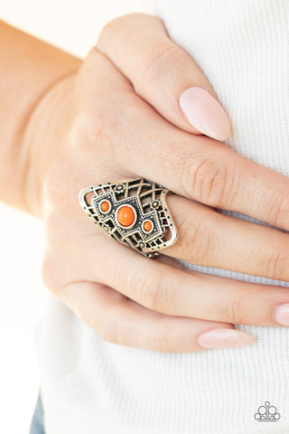 Desert Dreamland - Orange Ring - Paparazzi Accessories - Bling On The Jewels By Alyssa and Victoria