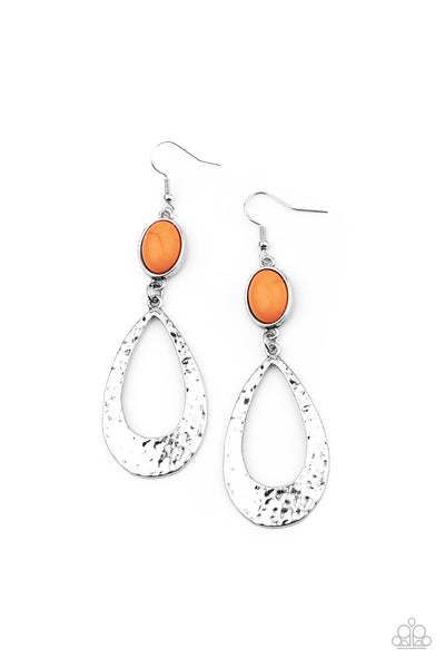 Badlands Baby - Orange Earrings - Paparazzi Accessories - Bling On The Jewels By Alyssa and Victoria