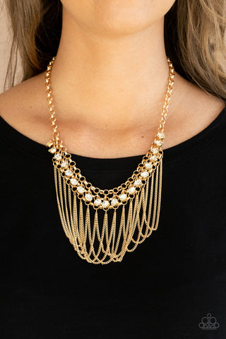 Flaunt Your Fringe - Gold Necklace - Paparazzi Accessories - Bling On The Jewels By Alyssa and Victoria