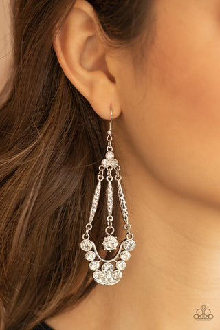 High-Ranking Radiance - White Earrings - Paparazzi Accessories - Bling On The Jewels By Alyssa and Victoria