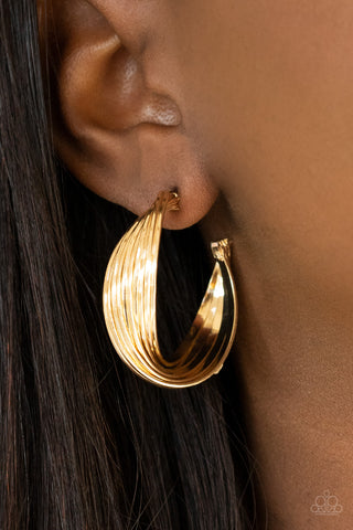 Curves In All The Right Places - Gold Earrings - Paparazzi Accessories - Bling On The Jewels By Alyssa and Victoria