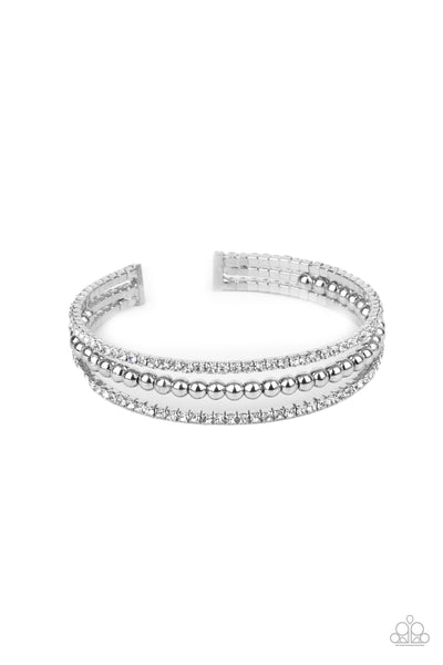 High-End Eye Candy - White Bracelet - Paparazzi Accessories - Bling On The Jewels By Alyssa and Victoria