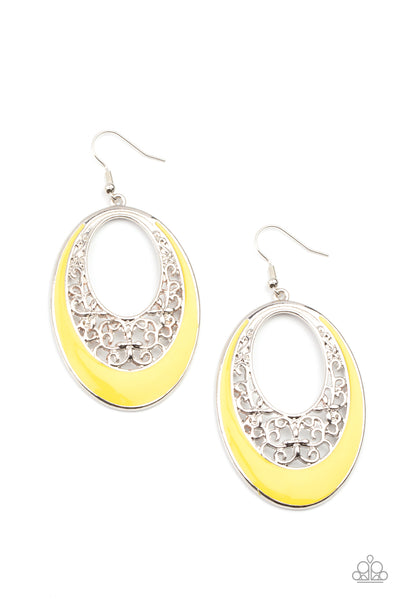 Orchard Bliss - Yellow Earrings - Paparazzi Accessories - Bling On The Jewels By Alyssa and Victoria